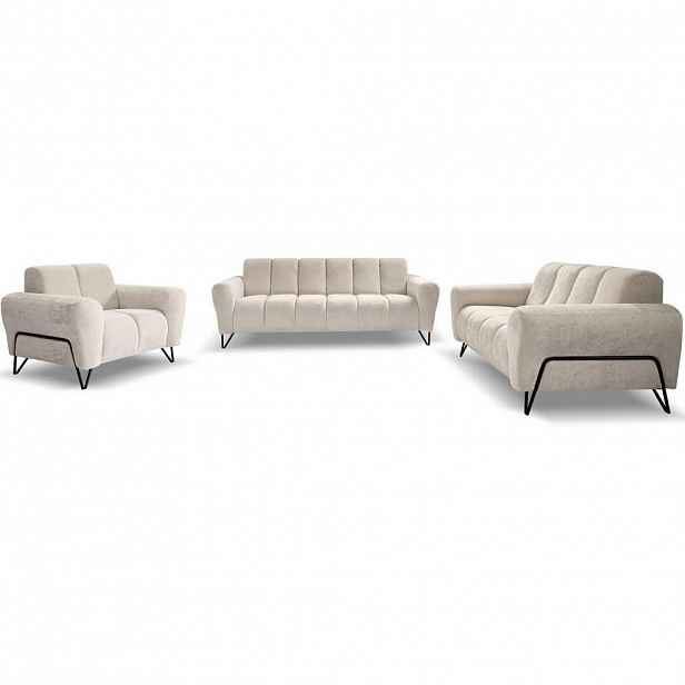 Beautysofa SEDACÍ souprava Volare (pohovky + křeslo), bez funkce spaní, světle béžová