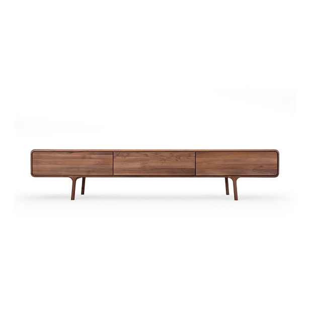 Hnědý TV stolek z ořechového dřeva 220x45x45 cm Fawn – Gazzda