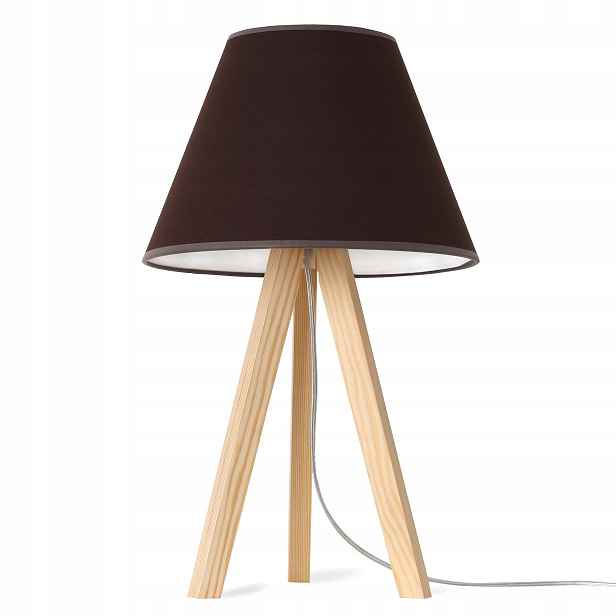 Noční Lampa Na Stůl, Pevná, Dřevěná Trojnožka S Bronzovým Stínítkem Do Ložnice