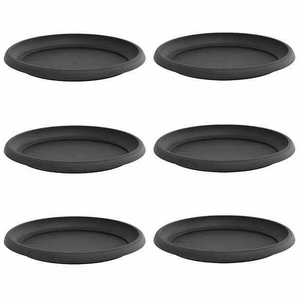 vidaXL Kruhový květinový tácek 6 ks Černá Ø 23,5 x 2,5 cm Plast