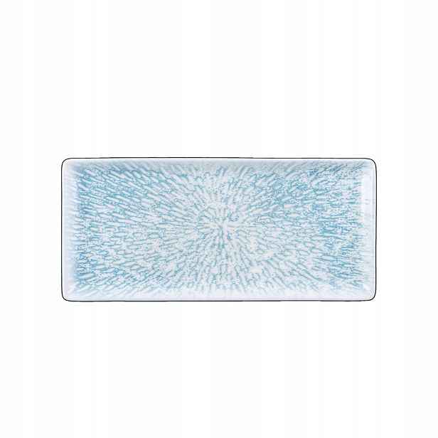 Porcelánová obdélníková mísa bílo-modrá plochá Wilmax 33 x 15 cm