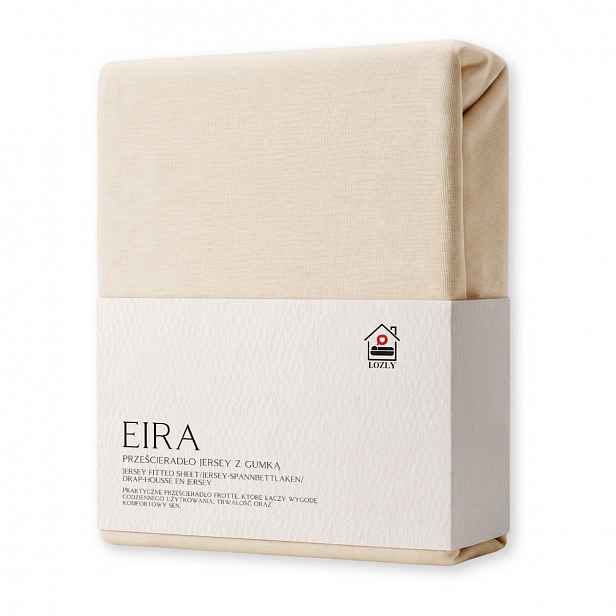 Prostěradlo jersey s gumičkou 180 x 200 30 cm Bavlna Silné Eira béžové