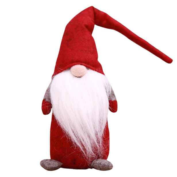 Vánoční skřítek HAPPY GNOME 44 cm, červený