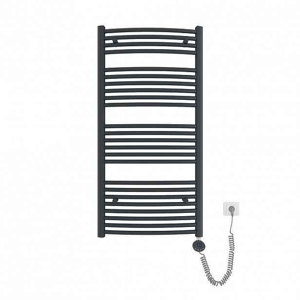 EMKE RADIÁTOR Elektrický zakřivený na ručníky, antracit, 120/60 cm
