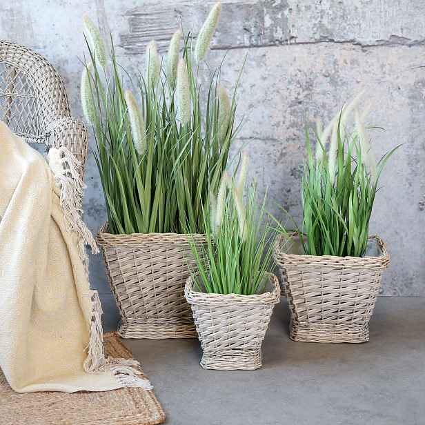 Sada 3ks květináčů s vložkou French Basket Grey – 40*40*32/ 33*33*26/ 25*25*22 cm Chic Antique
