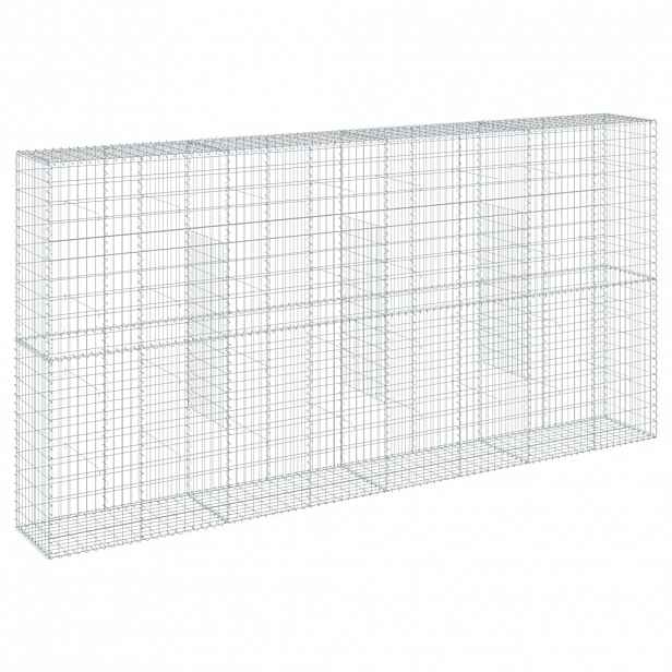 vidaXL Gabionový koš s víkem 400 x 50 x 200 cm pozinkované železo