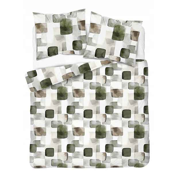 Povlečení 160x200 šedá zelená s geometrickým vzorem Home Satin