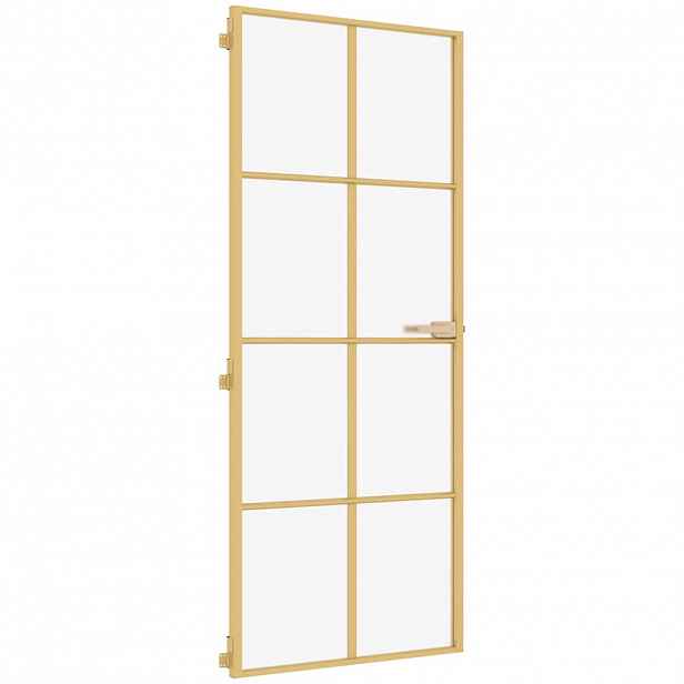 vidaXL Interiérové dveře úzké zlaté 93x201,5 cm tvrzené sklo a hliník