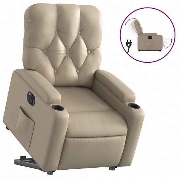 vidaXL Elektrické zvedací polohovací křeslo cappuccino umělá kůže