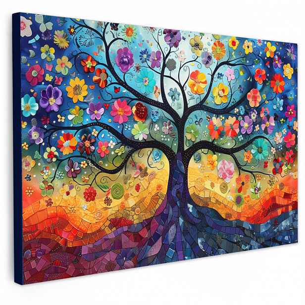 MuchoWow OBRAZ NA PLÁTNĚ Umění - Strom života - Květiny - Hippie 30x20 cm