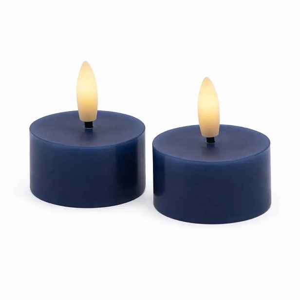 Sada LED čajové svíčky na baterie Sille Tealight, Ø 4,5 × 2,2 cm, hluboký oceán, z pravého vosku, balení 2 ks