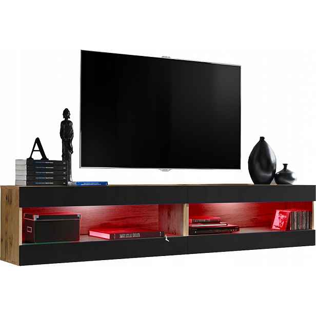 Sada Rtv nábytku Tivoli SET4 Dub Wotan/Černá, Rgb Led