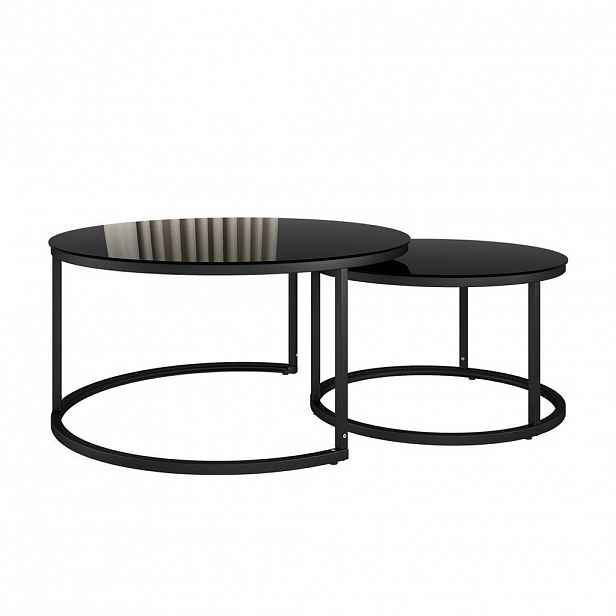 Vicco SADA KONFERENČNÍCH STOLKŮ Montreal Černý vysoký lesk 77 x 77 cm 2 díly