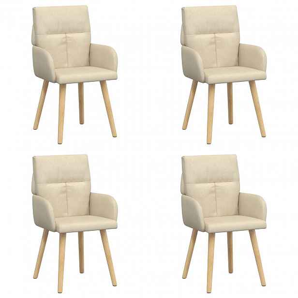 vidaXL Jídelní židle 4 ks Textil Krémová 60 x 56 x 93 cm
