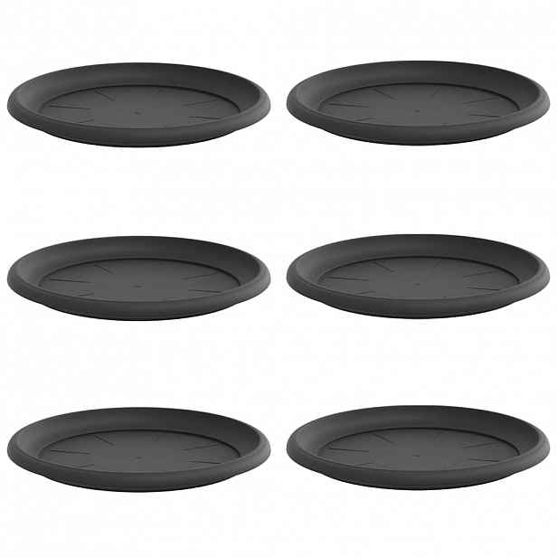 vidaXL Kruhový květinový tácek 6 ks Černá Ø 27 x 2,5 cm Plast