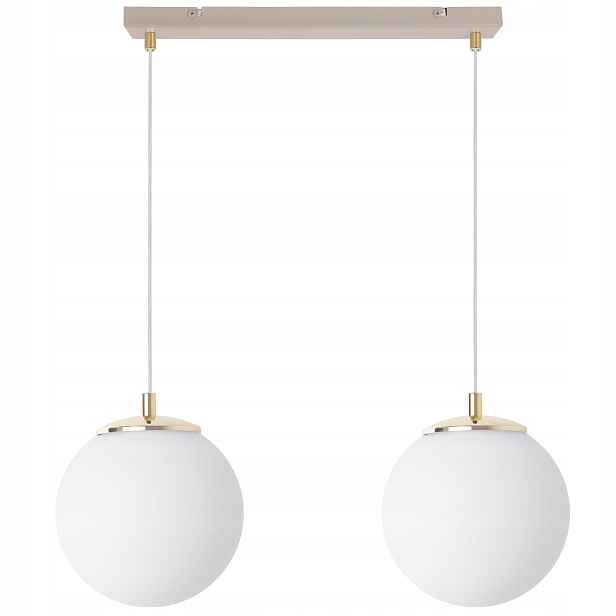 Závěsná Stropní Lampa Lustr Dvojitý Bílé Koule Béžová Lišta Do Kuchyně