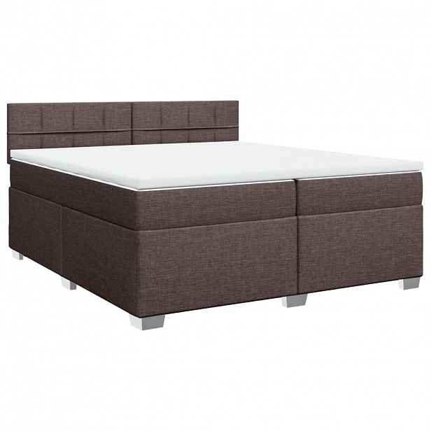 vidaXL Box spring postel s matrací tmavě hnědá 200x200 cm textil