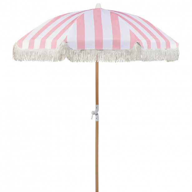 Beliani SLUNEČNÍK růžový/bílý s volánem 150 cm Mondello
