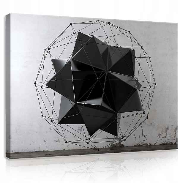 Obraz 100x75 Abstrakce geometrie trojrozměrná černá bílá minimalismus