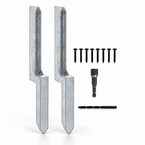 Relaxdays KOTVA Stříbrná 2ks-Set ocel zatloukací 85,4 cm