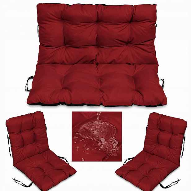 Sada zahradních polštářů na houpačku Rattan 100x60x50 2+1 Bordová