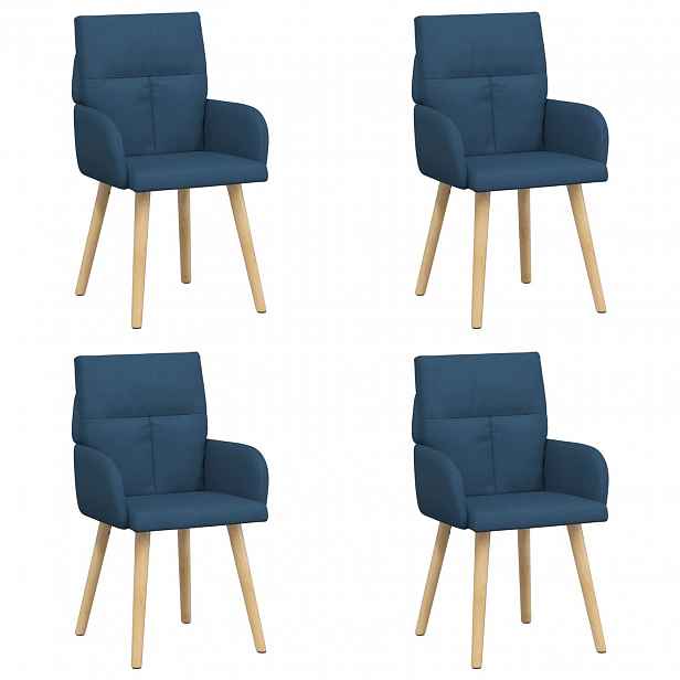 vidaXL Jídelní židle 4 ks Textil Modrá 60 x 56 x 93 cm