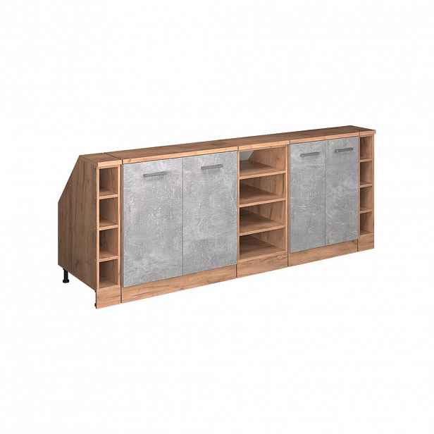 Vicco KUCHYŇSKÁ SKŘÍŇKA POD ŠIKMOU STŘECHU R-Line Beton 210 cm Sada 5 korpusů skříně hloubka 60 cm