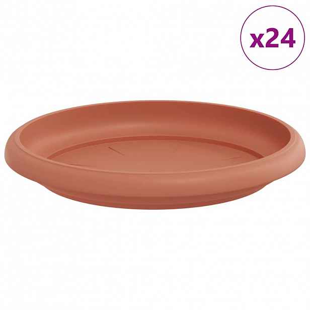 vidaXL Kruhový květinový tácek 24 ks Cihlově červená Ø 14 x 2 cm Plast