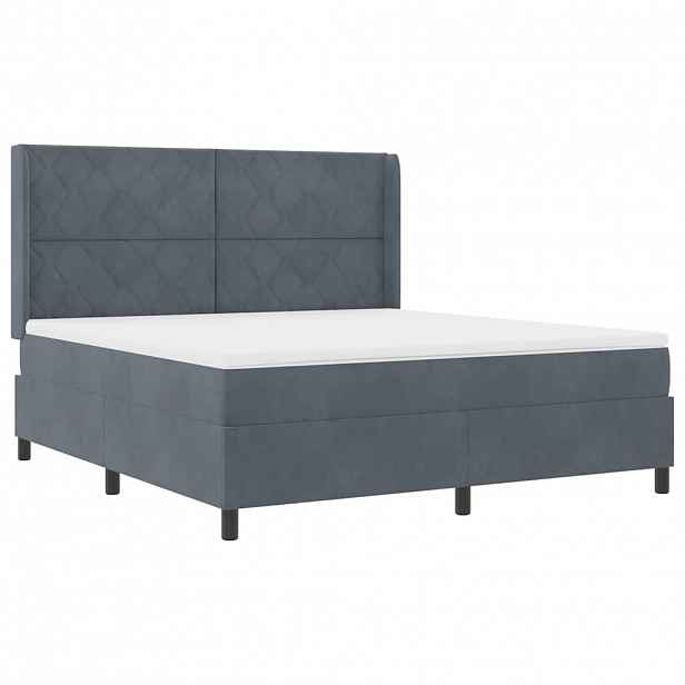 vidaXL Postel s boxspringem s LED pásky Tmavě šedá 180 x 200 cm samet