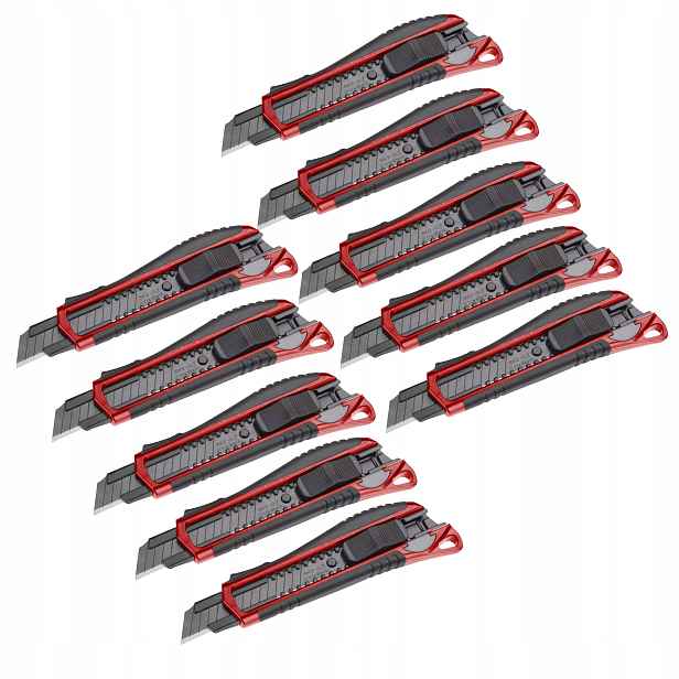10 x Tapeciak Nůž Na Tapety Vyztužený Abs 18 mm Profesionální Černé Ostří
