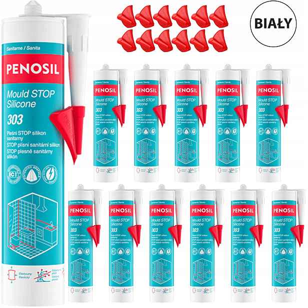 12 x Stop Plísním Sanitární silikon Penosil Bílá špachtle na spáry