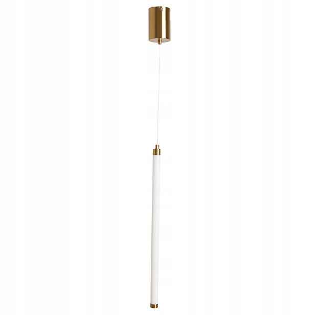 Závěsná minimalistická Led lampa zlatá podlouhlá bílá tuba 50 cm Abigali
