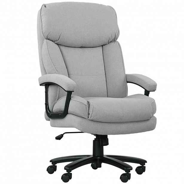 HOMCOM KANCELÁŘSKÁ ŽIDLE, ergonomická kancelářská židle s funkcí houpání, vzhled lnu, světle šedá