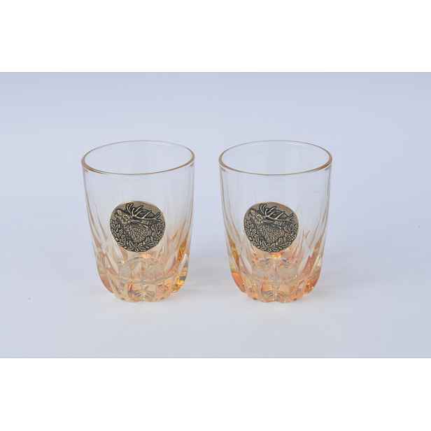 Sklenice na whisky Golden Fox Amber Fire Deer Gold 2 ks