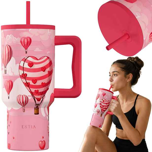 Termohrnek S Brčkem 900 ml láhev na pití Velký na vodu Teplé Nápoje pro děti