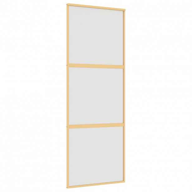 vidaXL Posuvné dveře zlaté 76 x 205 cm mléčné ESG sklo a hliník