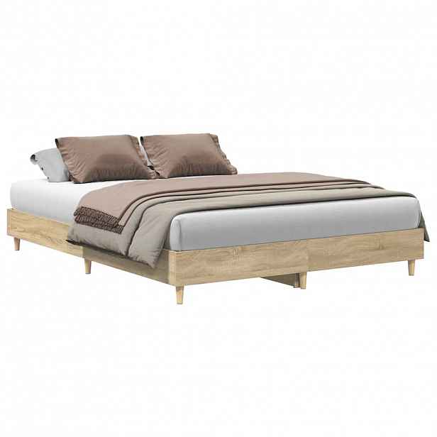 vidaXL Rám postele bez matrace Dub Sonoma 150x200cm Dřevěné konstrukce