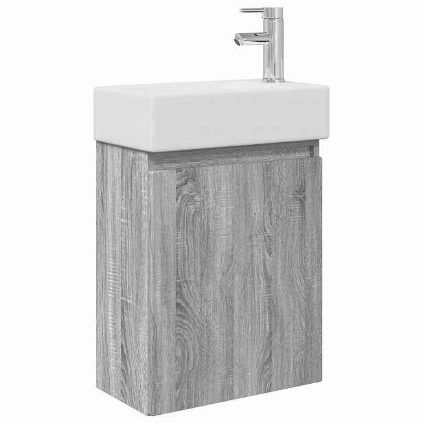vidaXL Koupelnová skříňka s baterií Šedý Sonoma 45,5 x 22,5 x 84 cm