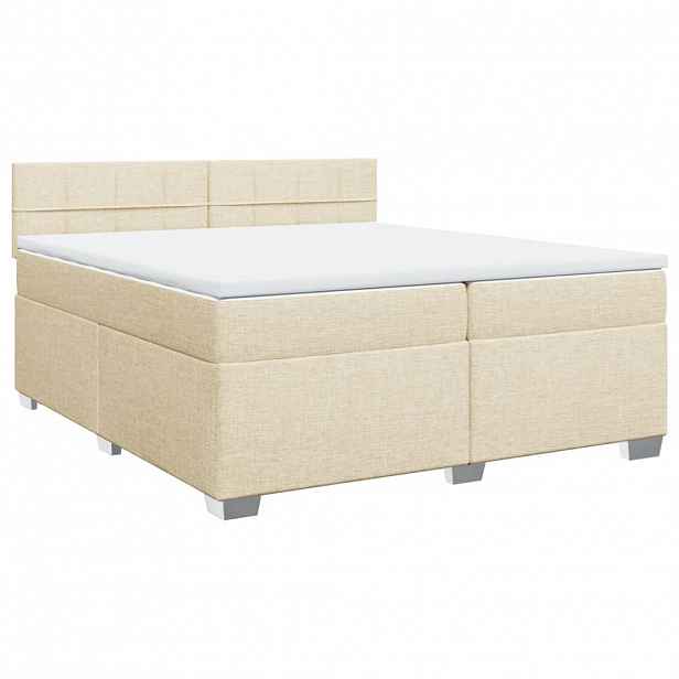 vidaXL Box spring postel s matrací krémová 200x200 cm textil