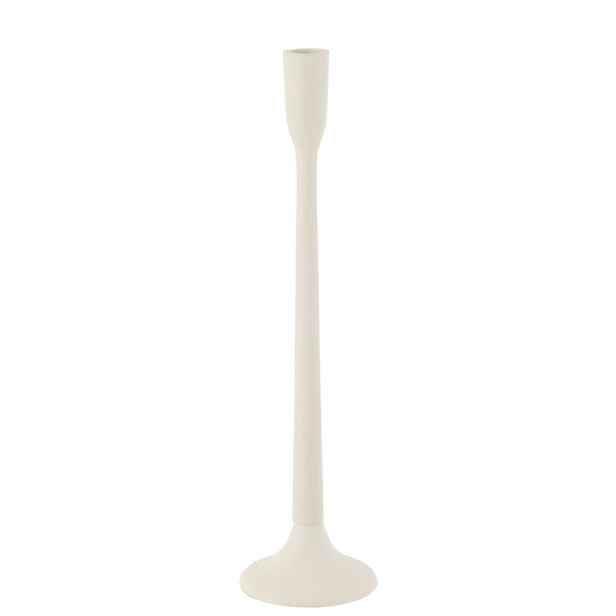 Bílý antik kovový svícen na úzkou svíčku Leo Matt L - Ø 10*41 cm J-Line by Jolipa