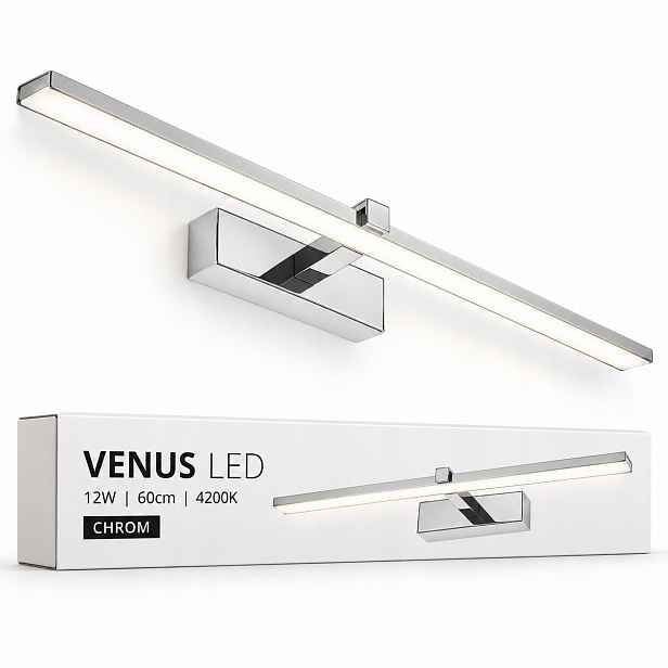 Led lampa nad zrcadlo Venus 12W 60 cm chrom 4200K koupelnové nástěnné svítidlo
