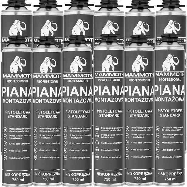 Montážní Pěna 750 ml Karton 12 ks Pistoletová Mammoth