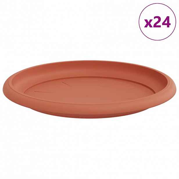 vidaXL Kruhový květinový tácek 24 ks Cihlově červená Ø 17,5 x 2 cm