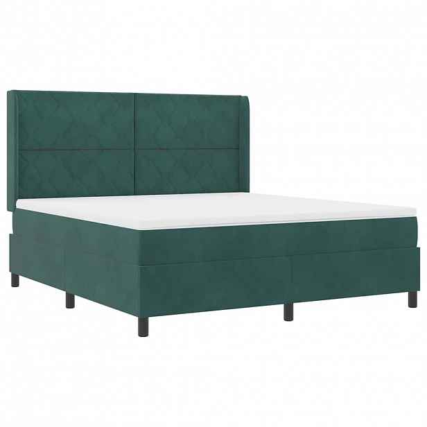 vidaXL Postel s boxspringem s čelo Tmavě zelená 180 x 200 cm samet