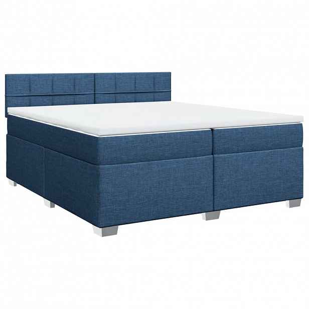 vidaXL Box spring postel s matrací modrá 200x200 cm textil