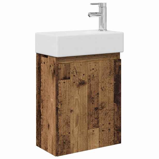 vidaXL Koupelnová skříňka s baterií Staré dřevo 45,5 x 22,5 x 84 cm
