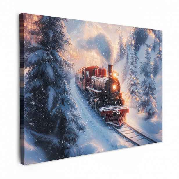 MuchoWow OBRAZ NA PLÁTNĚ Vánoční vlak - Sníh - Zima - Vánoce 40x30 cm
