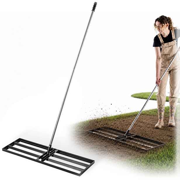 Nivelator Terénní 30x90cm Pro Trávník Ruční Rozhrnovač Rovník Rukojeť