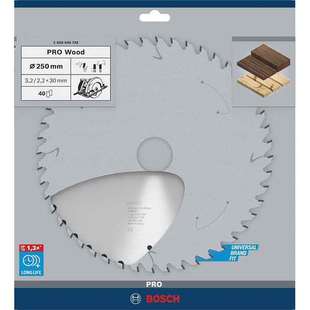Pilový kotouč Optiline Wood 250x3,2/2,2x30 mm 40Z Bosch