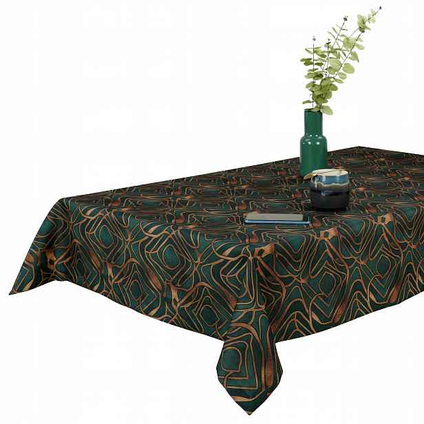 Ubrus odolný proti skvrnám, tyrkysová silná manžeta na 3 cm abstrakce 130 x 160 cm